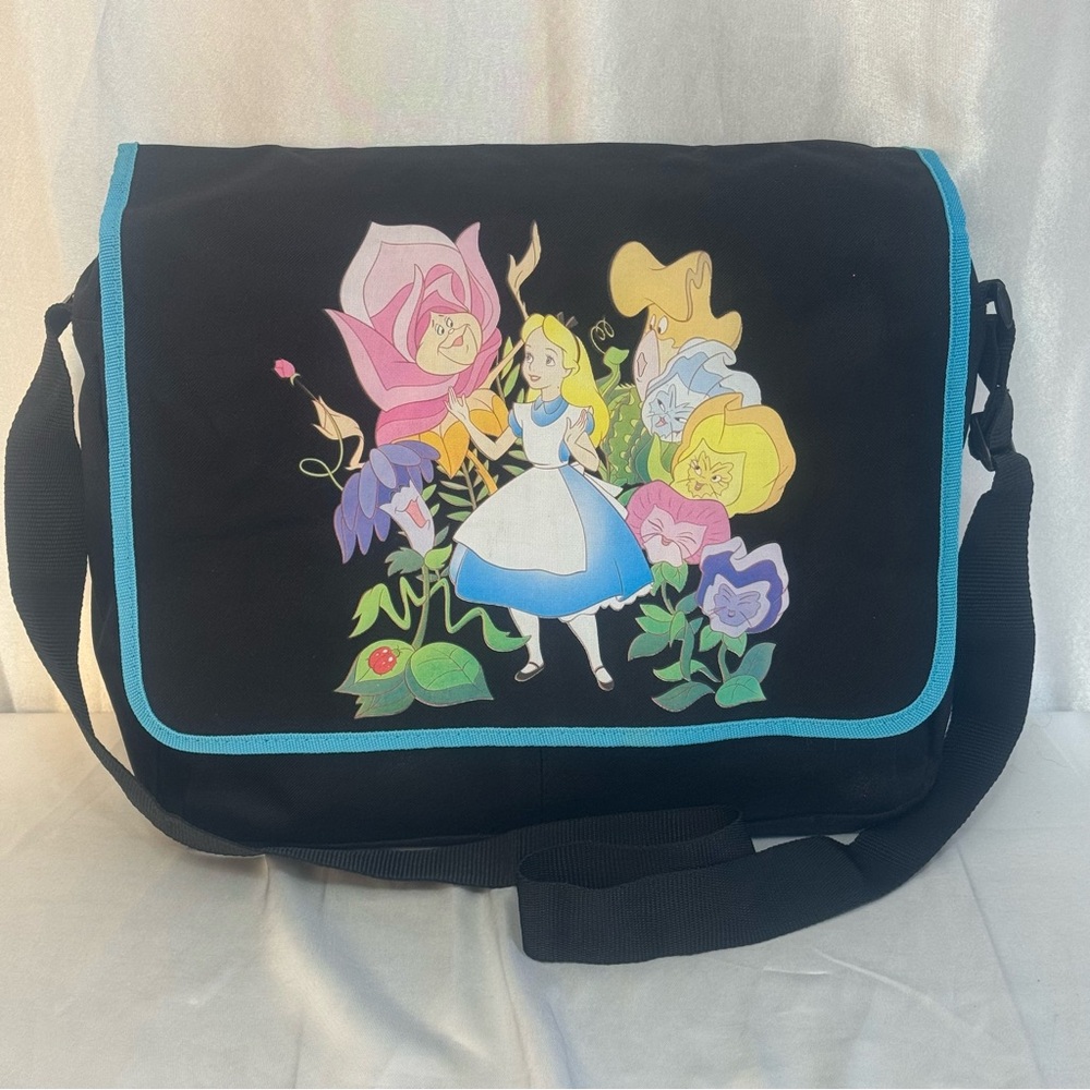 NWOT Alice in Wonderland Black Messenger School Shoulder Crossbody Bag